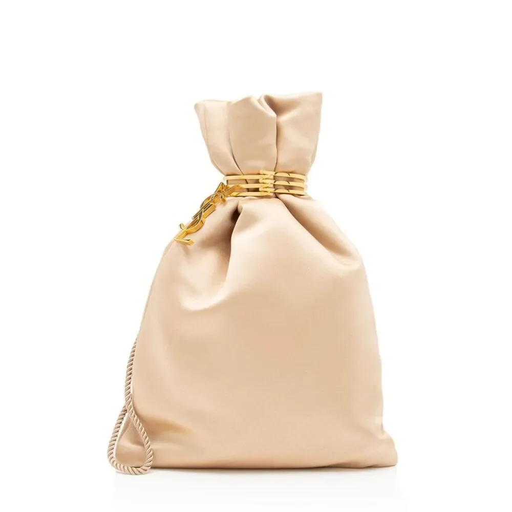 Saint Laurent Satin Logo Evening Pouch - Picture 1 of 12